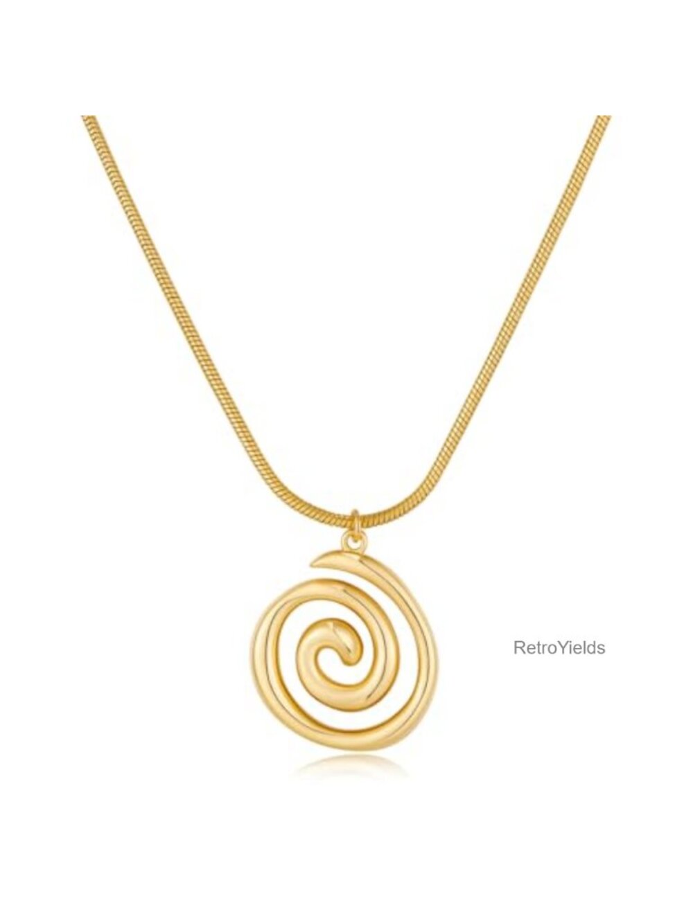 Boho Gold Plated Spiral Conch Pendant Necklace 20" Statement